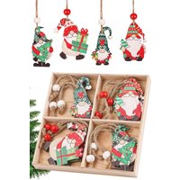Neel Blue Colourful Wooden Christmas Gnome Pendants - 12pcs