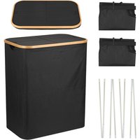 Neel Blue 140L Foldable Laundry Hamper with Lid in Black