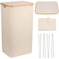 Neel Blue 100L Foldable Laundry Hamper with Lid in Beige