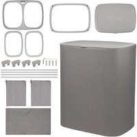 Neel Blue Large 90L Laundry Basket with Dual-Compartment & Lid in Grey