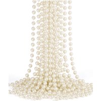 Neel Blue 9M Metallic Christmas Bead Chain - 7.5mm Shiny Pearl Garland in Beige