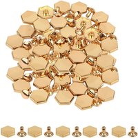 Neel Blue 14mm Hexagonal Feet Cap with 7mm Rivets Studs - 25pcs in Gold