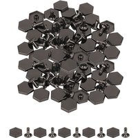 Neel Blue 14mm Hexagonal Feet Cap with 7mm Rivets Studs - 25pcs in Black