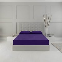 Snug City Fitted Sheet Polycotton Plain Dyed Extra Deep 25cm Bed Linen in Purple | Size: Super King