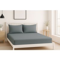 Snug City Luxury 200TC Soft Touch Fitted Sheet Bed Linen 30cm Extra Deep Skirt in Grey | Size: Single