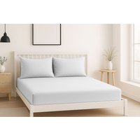 Snug City Luxury 200TC Soft Touch Fitted Sheet Bed Linen 30cm Extra Deep Skirt in White | Size: Double