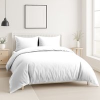 Snug City Luxury 200TC Duvet Cover & Pillowcase/s Set Bed Linen in White | Size: Double