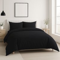 Snug City Luxury 200TC Duvet Cover & Pillowcase/s Set Bed Linen in Black | Size: Single
