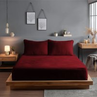 Snug City Teddy Fitted Sheet 30cm Extra Deep Soft Cuddly Soft Touch Bedding in Red | Size: Super King