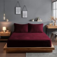 Snug City Teddy Fitted Sheet 30cm Extra Deep Soft Cuddly Soft Touch Bedding in Plum | Size: Double