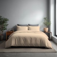 Snug City Microfibre Soft Touch Duvet Cover & Pillowcase/s Set Bed Linen in Cream | Size: Super King