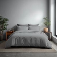 Snug City Microfibre Soft Touch Duvet Cover & Pillowcase/s Set Bed Linen in Silver | Size: King
