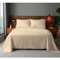 Snug City Microfibre Soft Touch Flat Sheet Plain Dyed Bed Linen in Cream | Size: King Flat