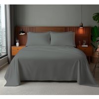 Snug City Microfibre Soft Touch Flat Sheet Plain Dyed Bed Linen in Grey | Size: King Flat