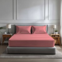 Snug City Microfibre Soft Touch Fitted Sheet 40cm Extra Deep Skirt Plain Dyed Bed Linen in Pink | Size: King