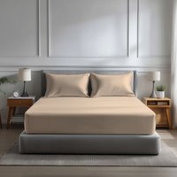 Snug City Microfibre Soft Touch Fitted Sheet 40cm Extra Deep Skirt Plain Dyed Bed Linen in Cream | Size: Double