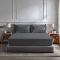 Snug City Microfibre Soft Touch Fitted Sheet 40cm Extra Deep Skirt Plain Dyed Bed Linen in Dark Grey | Size: Single