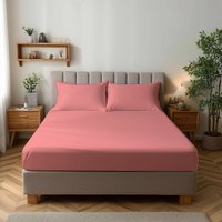 Snug City Microfibre Soft Touch Fitted Sheet 25cm Skirt Plain Dyed Bed Linen in Pink | Size: Single