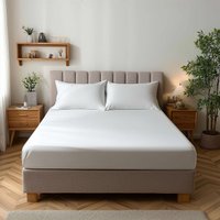 Snug City Microfibre Soft Touch Fitted Sheet 25cm Skirt Plain Dyed Bed Linen in White | Size: Super King