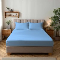 Snug City Microfibre Soft Touch Fitted Sheet 25cm Skirt Plain Dyed Bed Linen in Light Blue | Size: Small Single