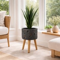 Leaf 35cm x 24cm Large Lunar Black Planter in Grey | Size: 35 cm x 24 cm