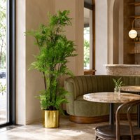 Leaf Artificial 150cm Moss Base Fern Foliage Plant with Gold Planter in Green