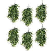 Leaf Pack of 6 x Hanging UV Fire Resistant Artificial Foliage Plant 85cm in Green