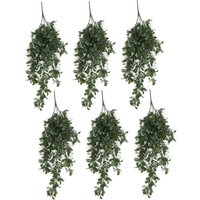 Leaf Pack of 6 x Hanging UV Fire Resistant Artificial Peperomia Plant 68cm in Green