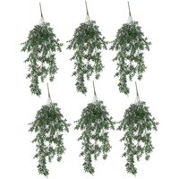 Leaf Pack of 6 x Hanging UV Fire Resistant Artificial Small Plant 78cm in Green