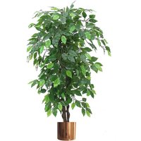 120cm Artificial Ficus Tree Plant Large Bushy Shape Copper Metal Planter