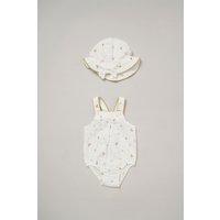 Printed Romper & Hat Outfit Set m
