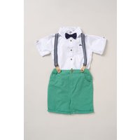 Bodysuit Shirt Shorts & Braces Outfit Set m