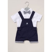 Bodysuit Shirt Dungarees & Bowtie Outfit Set Dark m