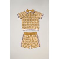True Knit Patterned Polo Shirt & Shorts Outfit Set Light Years