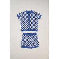 True Knit Patterned Polo Shirt & Shorts Outfit Set Mid Years