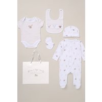 Rock a Bye Baby Cotton 5-Piece Baby Gift Set in Cream | Size: 0-3 m