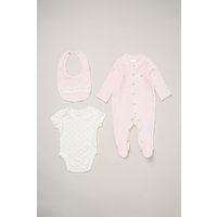 3 Piece Velour Sleepsuit Bodysuit & Bib Gift Set Pink m