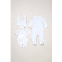 3 Piece Velour Sleepsuit Bodysuit & Bib Gift Set Blue m