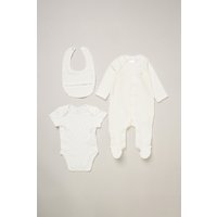 3 Piece Velour Sleepsuit Bodysuit & Bib Gift Set