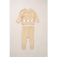 True Knit Sheep Cardigan & Footed Trousers Outfit Set m