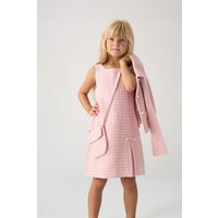 Miss Girl's Tweed Check Jacket, Dress & Bag Set in Pink | Size: 3 Years