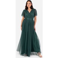 Faux Wrap Short Sleeve Maxi Dress