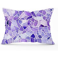 Warren Reed - Designer Purple & White Mosaic Design Cushions | Size: 60 cm x 60 cm
