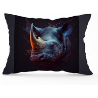 Warren Reed - Designer Rhino Face Splashart Cushions in Grey | Size: 33 cm x 48 cm