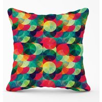 Warren Reed - Designer Colourful Grunge Circle Pattern Outdoor Cushion in Red | Size: 45 cm x 45 cm