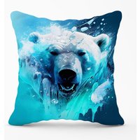 Warren Reed - Designer Polar Bear Face Splashart Outdoor Cushion in Brown | Size: 45 cm x 45 cm