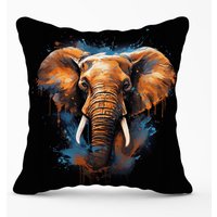 Warren Reed - Designer Splashart Elephant Blue Outdoor Cushion | Size: 60 cm x 60 cm