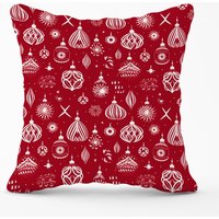 Warren Reed - Designer Red Christmas Decorations Pattern Outdoor Cushion | Size: 60 cm x 60 cm