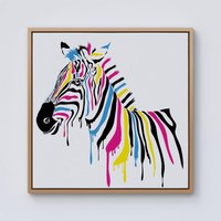Warren Reed - Designer Multi Coloured Zebra Framed Canvas in Light Brown | Size: w40 inch x h40 inch