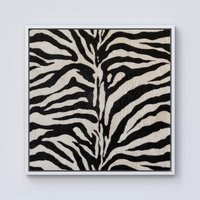 Warren Reed - Designer White Tiger Print Framed Canvas in Off-White | Size: W30" x H30"